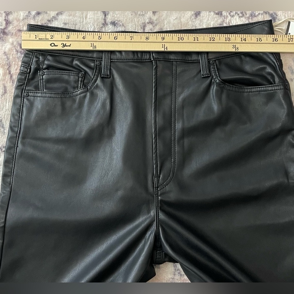 MOTHER NWT Vegan Leather Pants High-Waisted Rider Ankle Black Size 33 (16) - Picture 10 of 13